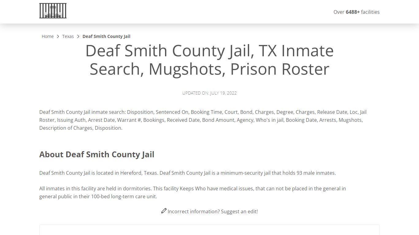 Deaf Smith County Jail, TX Inmate Search, Mugshots, Prison ...